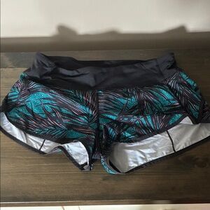 Women's Black and Teal Hotty Hot Patterned Shorts